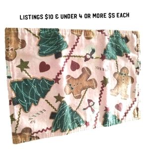 Gingerbread Man Placemat Cotton Festive Holiday Christmas Tree Decor Tablescape